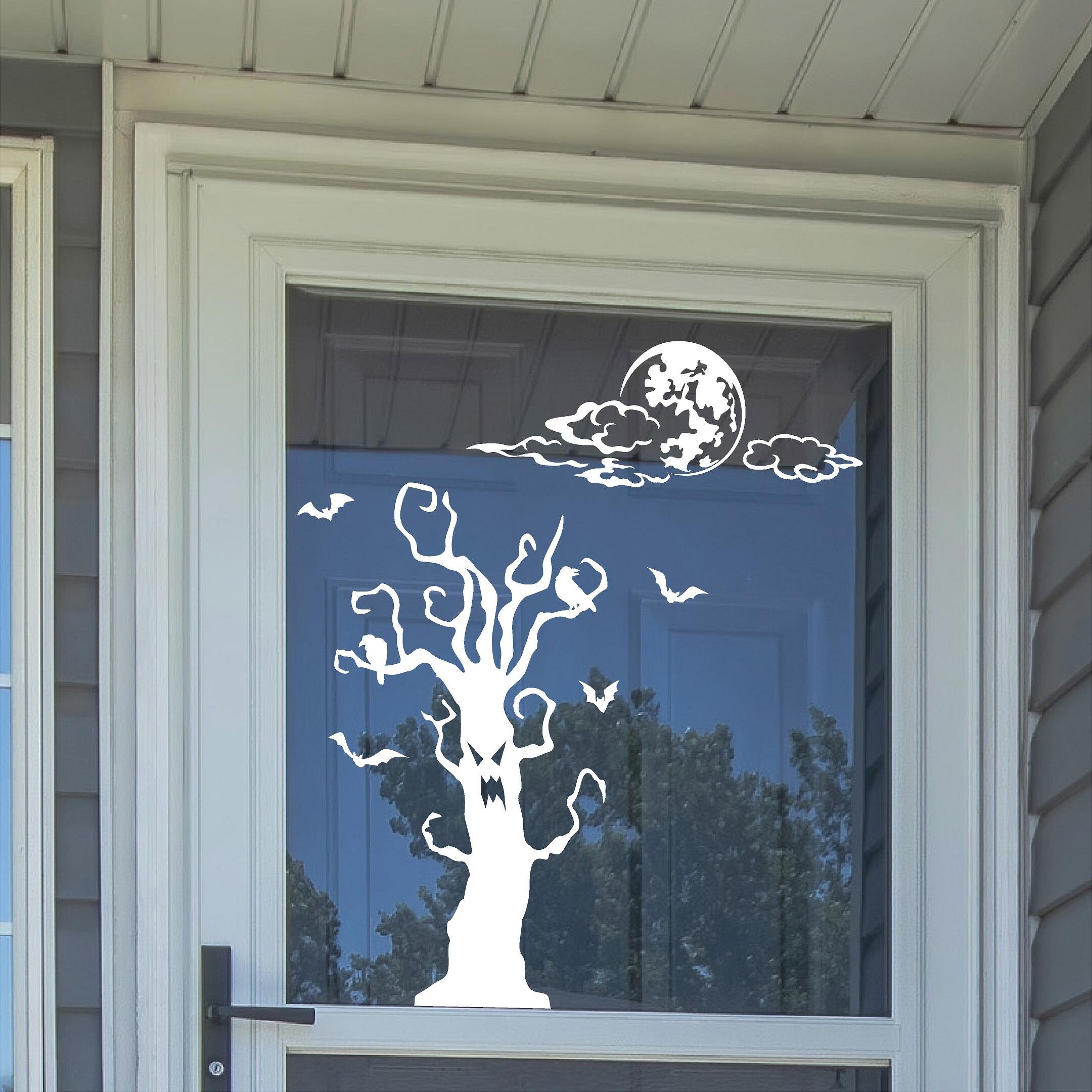 Spooky Tree Full Moon Bats and Crows Scary Halloween Scene - Etsy