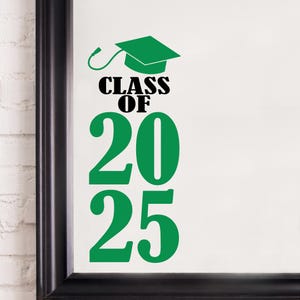 Graduation Cap Class Of 2025 (any year) School Colors Vinyl Decals Car Decal Senior Graduate laptop sticker bottle windows fundraiser