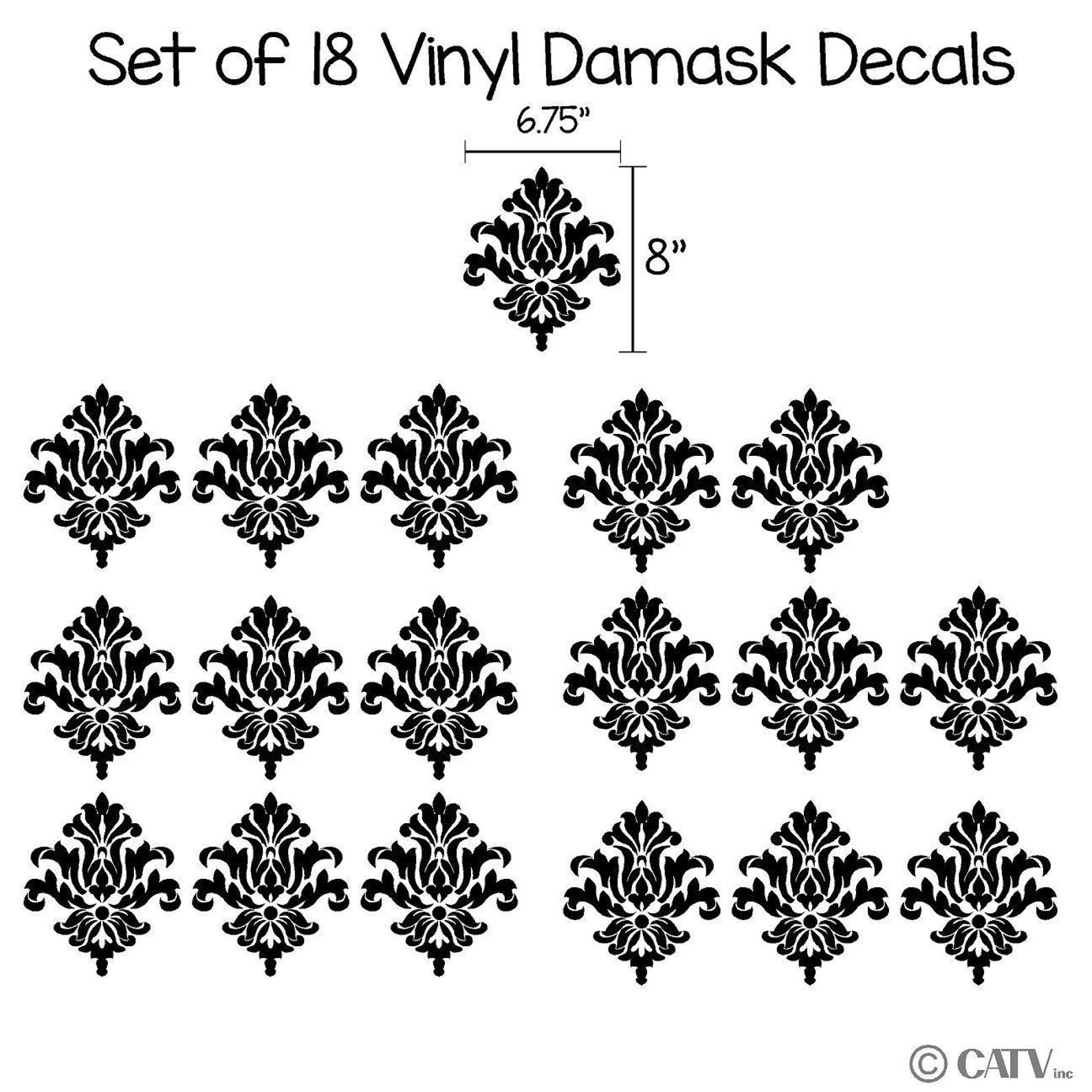 Damask Wall Decals Vinyl Wall Pattern Decal Sticker Wall Art Etsy