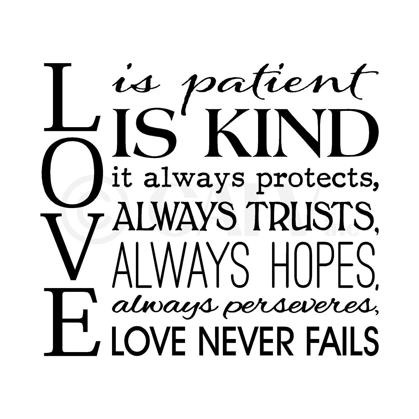 Love is Patient Love is Kind It Always Protects...Love Never Etsy