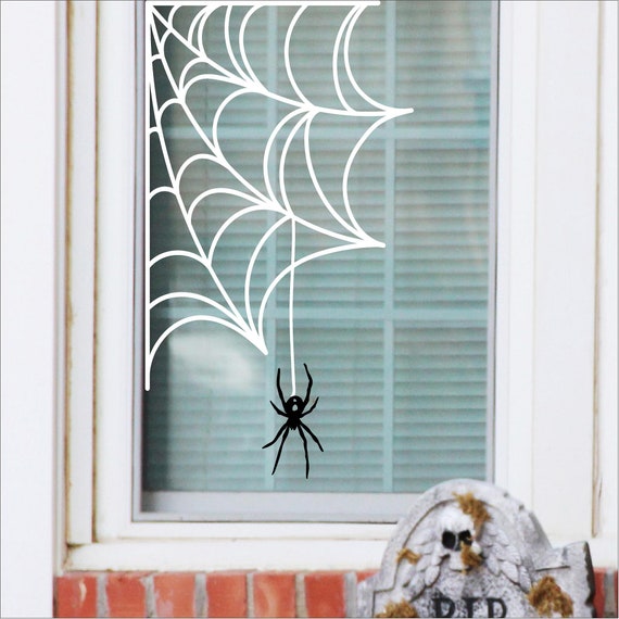 Corner Spider Web B With Spider Decal Sign Bats Halloween - Etsy