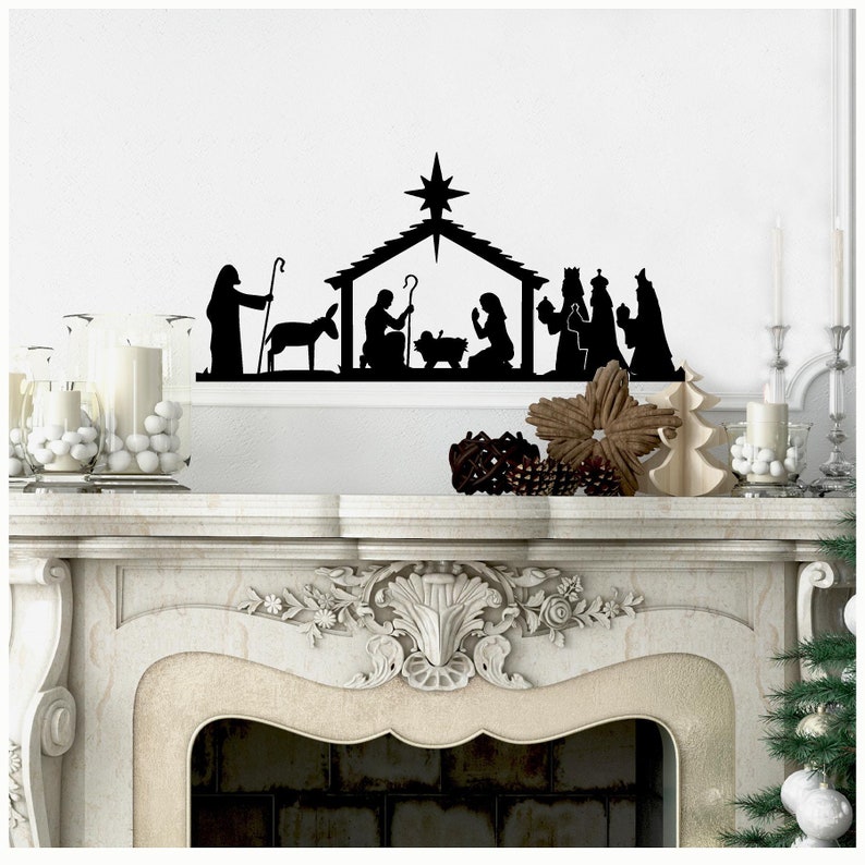 Large Nativity Scene Christmas Holiday Craft Vinyl Wall Decal Etsy