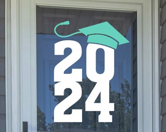 2024 (your year) with Graduation Cap stickers Vinyl Wall Decals Car Decal Senior Graduate gift laptop sticker water bottle windows cars