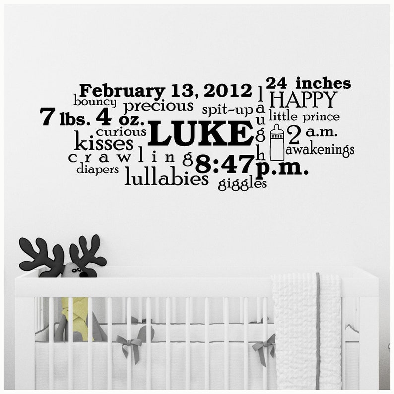 Customized Baby Boy Subway Art Vinyl Lettering Wall Decal Etsy