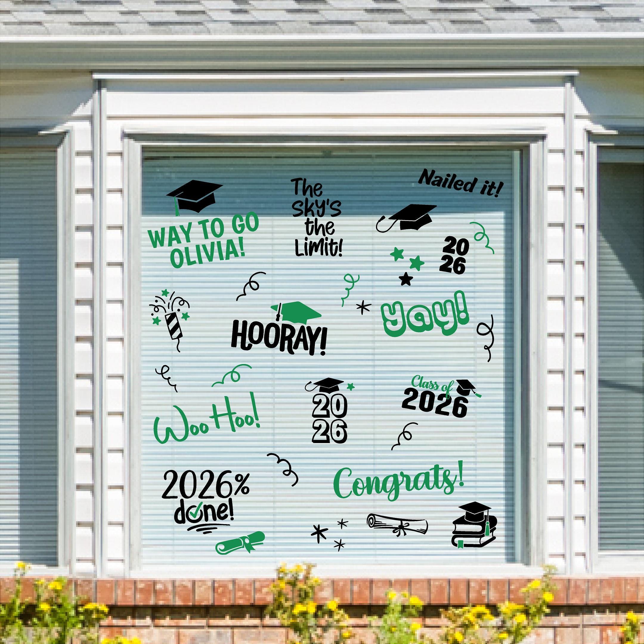 Graduation Invite Decals Assorted Graduation Party Celebration Decals Custom Name and School ...
