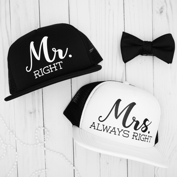 Right and Mrs Bride Swag Mr Always Right Wedding Party Mesh Trucker Snap Back Hat