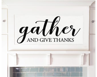 Gather and Give Thanks Vinyl Lettering Wall Decal Sticker Self Adhesive Thanksgiving Quote Decor