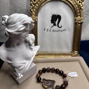 Brown agate beads with druzy agate
