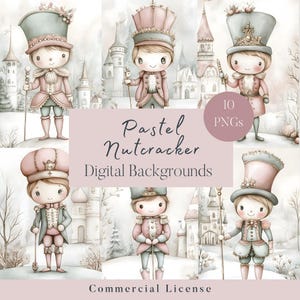 Papel digital de fundo de Natal quebra-nozes, Natal rosa, Scrapbooking festivo, Papel para impressão de quebra-nozes de feriado, Download digital