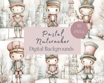 Nutcracker Christmas Background Digital Paper, Pink Christmas, Festive Scrapbooking, Holiday Nutcracker Printable Paper, Digital Download