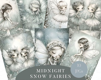 Winter Fairy Junk Journal Papers, Snow Fairy plakboek, Winter Wonderland Journal Papers, Forest Ephemera, Blue Junk Journal, decoupagepapier