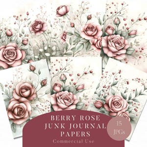Berry Red Rose Junk Journal Papers, Floral Red Scrapbooking Paper, Red Roses, Printable Paper, Floral Junk Journal Paper, Commercial Use