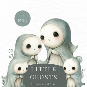 Cute Ghost Clipart, Watercolor Ghost Clipart, Halloween Clipart, Spooky Clipart, Cute Ghost PNG, Halloween Graphics, Digital Download