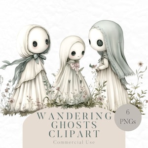Imágenes prediseñadas de fantasma errante, imágenes prediseñadas de fantasma lindo, imágenes prediseñadas caprichosas, imágenes prediseñadas góticas, imágenes prediseñadas de Halloween, descarga digital, uso comercial