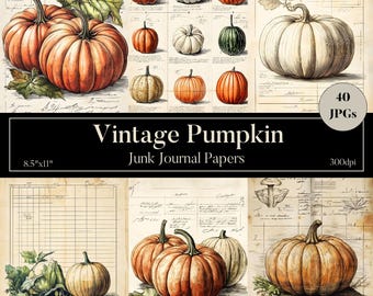 Kürbis Junk Journal Kit, druckbare Seiten für Herbst, Herbst Ephemera, Thanksgiving digitaler Download, Herbst Scrapbook Kit, Journal Zubehör