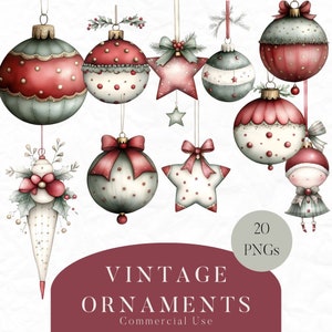 Christmas Ornament Clipart, Christmas Clipart, Christmas PNG, Christmas Bauble, Watercolor Clipart, Commercial Use, Digital Download