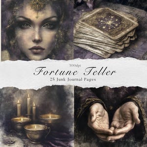 Páginas de diario basura de adivino - Kit digital místico - Diario imprimible - Efímera vintage - Descarga digital de hechizos mágicos - Bola de cristal de tarot