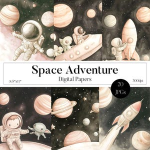 Diario di avventure spaziali, album di ritagli di razzi, diario di ritagli alieni, carte stampabili per astronauti, download digitale, uso commerciale