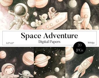 Space Adventure Junk Journal, Rocket ship Scrapbook, Alien Junk Journal, Astronaut Printable Papers, Digital Download, Commercial Use
