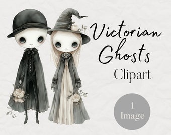 Victorian Ghost Clipart, Cute Ghost Clipart, Spooky Illustration, Spooky Clipart, Halloween Clipart, PNG, Commercial Use, Digital Download