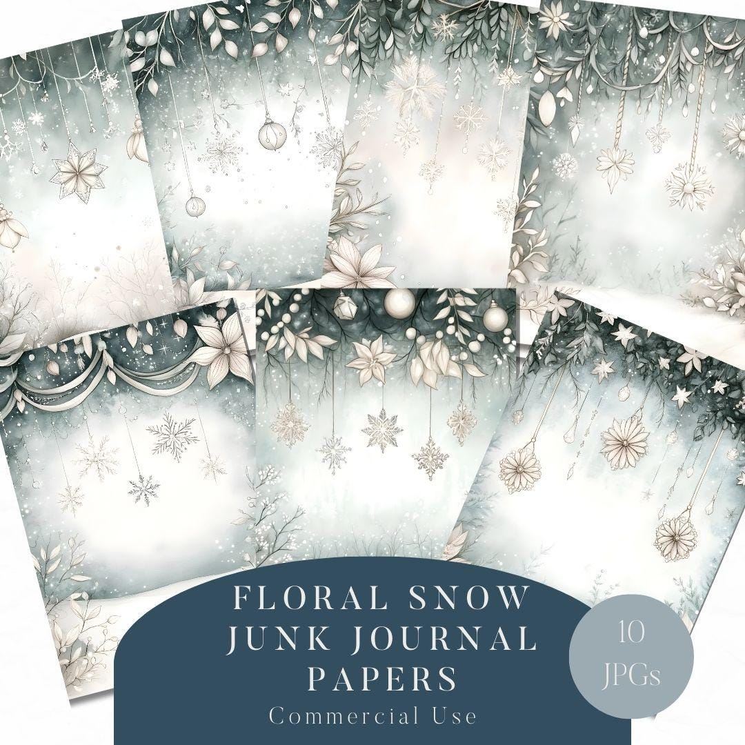 Snowflake Winter Junk Journal Pages, Printable Paper, Snow Junk Journal ...