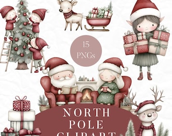 North Pole Clipart, Santa's Village, Christmas Clipart, Elf Clipart, Holiday Clipart, Reindeer Clipart, Santa's Workshop, Christmas PNG