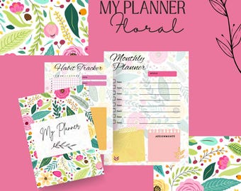 Floral Weekly Printable Habit Tracker Log, Digital Planner Page - Etsy
