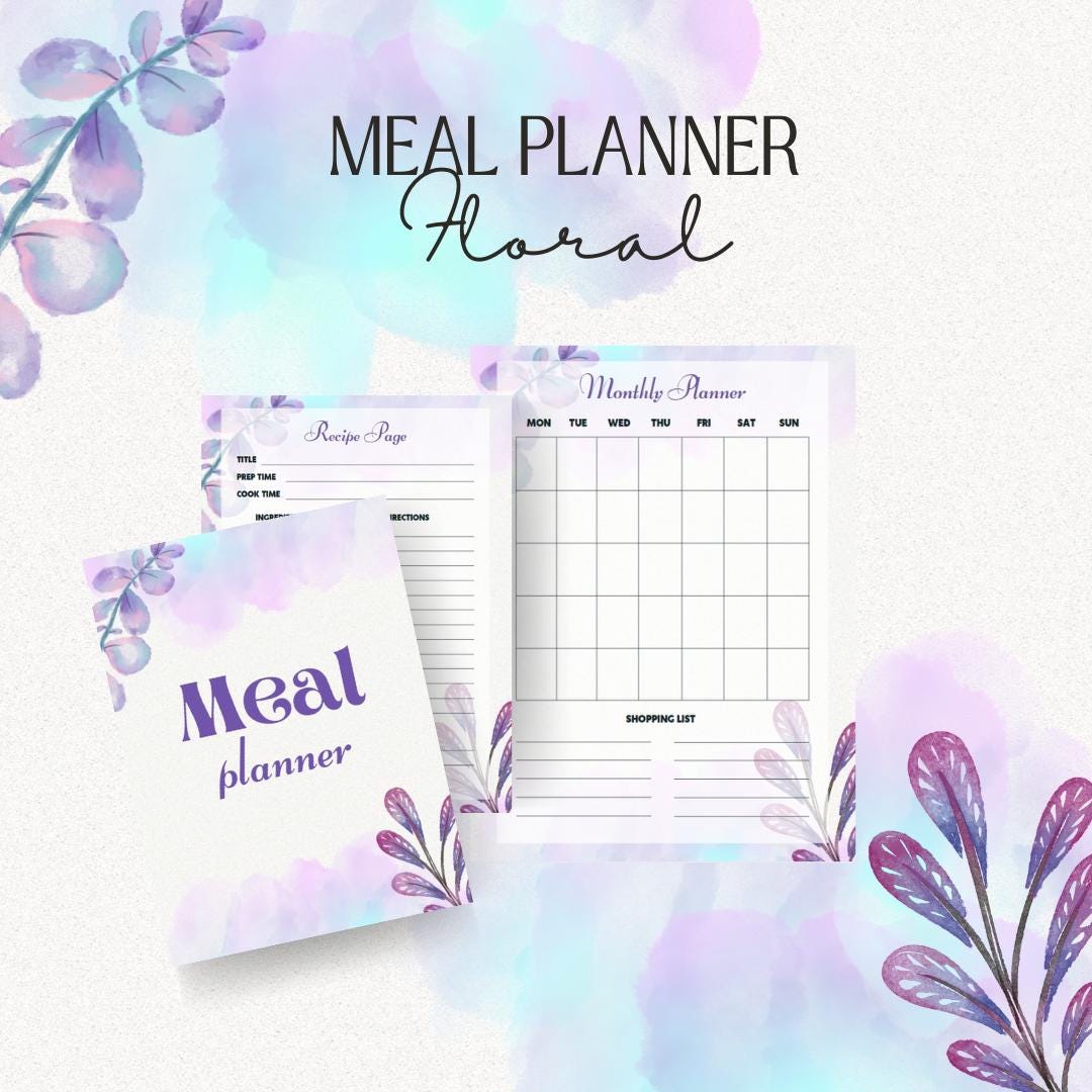 Floral Meal Planner, Weekly Meal Prep, Shopping List (digital Download ...