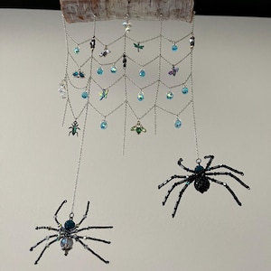 CRYSTAL WIDOWS Mystic Web - Crystal Beaded Spider Suncatcher Mobile