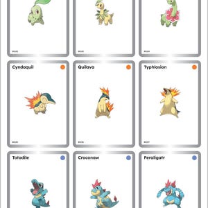 Printable Pokemon Gen 02 Placeholder Cards - 100 Pokemon Binder slots - Digital Download TCG Binder Inserts