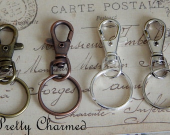 10 Lobster Claps Key Chain Split Rings 25mm for Pendant Trays / Bezels Silver