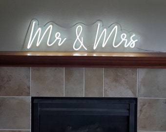 40" Mr & Mrs Neon LED Wedding Lighted Sign, Engagement Party Decor, Anniversary, Wedding Reception, Home Decor comes with Dimmer and Remote!
