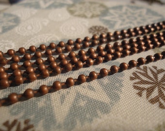 6 Antique Copper Ball Chain - 24 inches long, 2.4 mm with Connectors