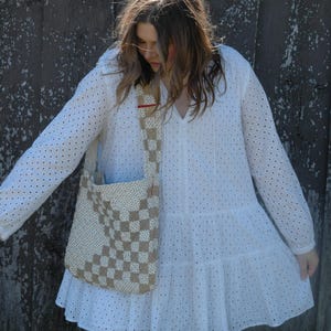Vintage Checkered Quilt Tote Bag