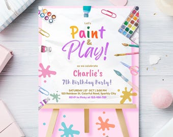 Art Birthday Party Invitation - Editable Template (Digital Download)