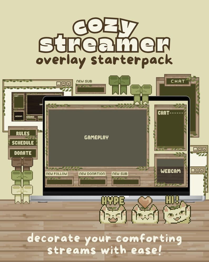 Streamer Pixel-art Overlay Starter Pack - Twitch OBS Streamlabs - Etsy