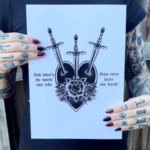 Helena        I          My Chemical Romance Three Cheers for Sweet Revenge MCR Inspired Tattoo Art Print Traditional A4 A5