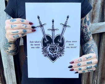 Helena        I          My Chemical Romance Three Cheers for Sweet Revenge MCR Inspired Tattoo Art Print Traditional A4 A5