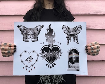 Post Human: NeX GEn    I     Bring Me The Horizon Tattoo Flash Sheet Art Print
