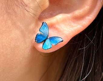 Butterfly Stud Earrings,  Dainty Resin Earrings, Fairy Insect Jewelry, Birthday Gift for her