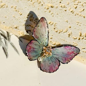 Pastel Blue Butterfly Hair Clips, Butterfly Side Hair Pins, Handmade Jewelry, Fairy Hair Accessories, Resin Butterfly, Gift for Her
