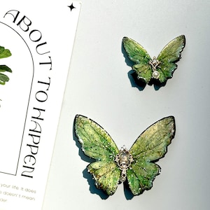 Vibrant Green Butterfly Hair Clips, ButterFly Side Hair Pins, Fairy Hair Accessories, Handmade Jewelry, Gift for Her