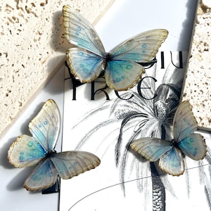 Blue Beige Butterfly Hair Clips, Buterfly Side Hair Pins, Fairy Hair Accessories, Handmade Jewelry, Gift for Her
