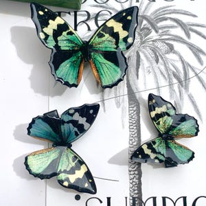 Dark Green Butterfly Hair Clips, ButterFly Side Hair Pins, Fairy Hair Accessories, Handmade Jewelry, Gift for Her