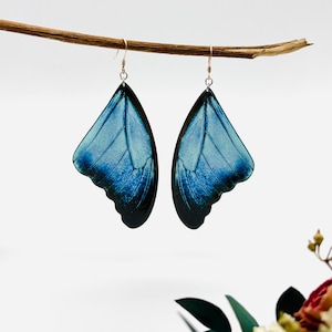 Butterfly Wing Dangle Earrings, Enchanted Fairy Buttefly Earrings, Resin Insect Jewelry, Handmade Christmas Gift for
