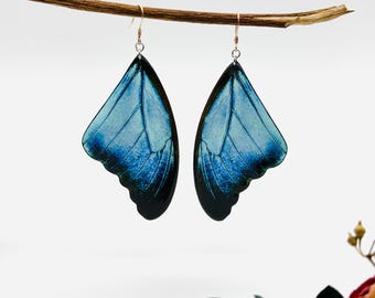 Pendientes colgantes de alas de mariposa, pendientes de mariposa de hada encantada, joyas de insectos de resina, regalo de Navidad hecho a mano para