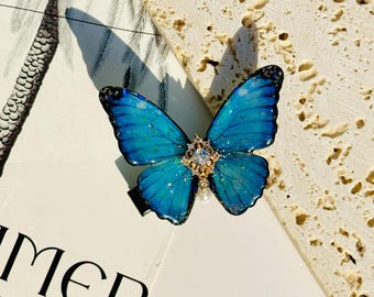Blue Platinum Butterfly Hair Clips,Delicate Butterfly Side Hair Pins,Handmade Jewelry,Hair Accessonies,Gift for Her