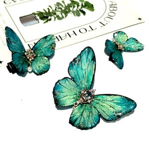 Lake Green Butterfly Hair Clips, ButterFly Side Hair Pins, Fairy Hair Accessories, Handmade Jewelry, Gift for Her