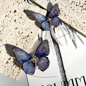 Pale Purple Butterfly Hair Clips, Butterfly Barrettes for Women, Glitter Butterfly Side Hair Pins, Unique Hair Clips, Elegant Gift for Her