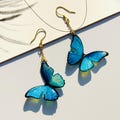 Blue Morpho Butterfly Drop Earrings, Enchanted Fairy Resin Earrings, Handmade Jewelry, Gift for Her